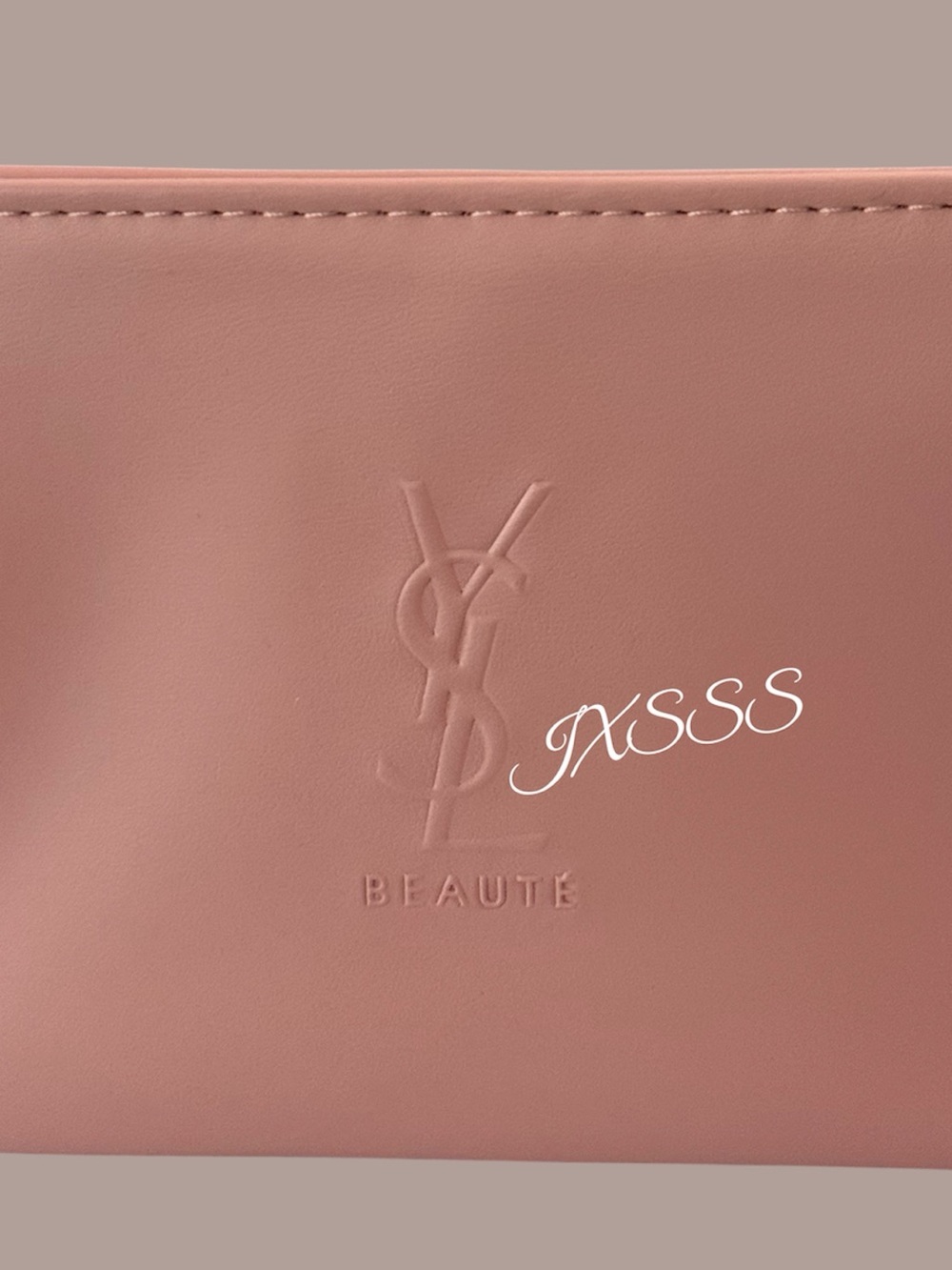 Light-Pink YSL (Yves Saint Laurent) Beauty Cosmetic Bag + Lip-Shaped Mirror SET - Picture 3 of 15